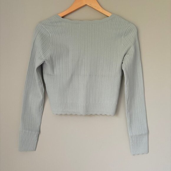 NWT LoveShackFancy Martti Stretch Pointelle Cardigan Eau De Nil Green | S - Picture 8 of 11